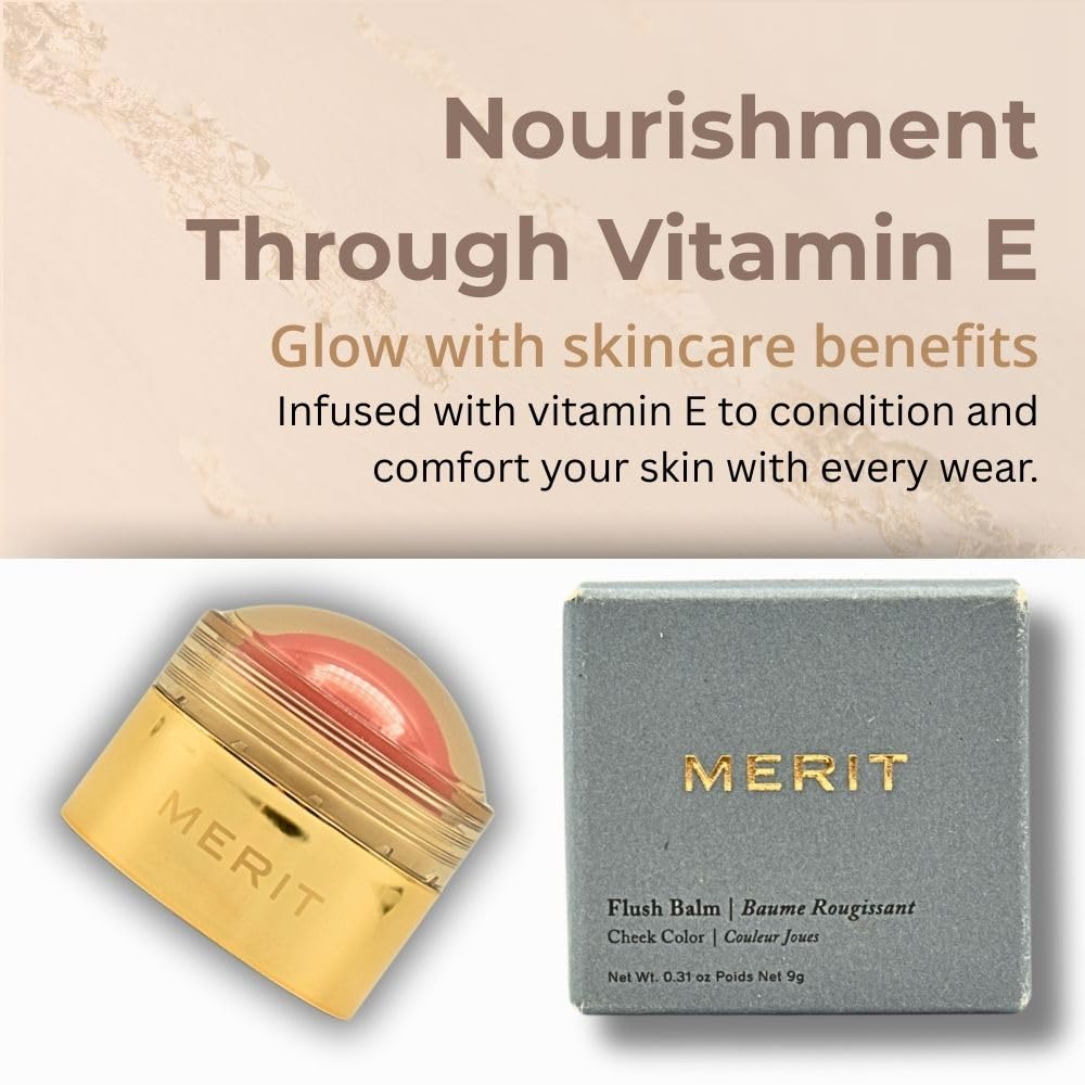 MERIT Flush Balm Cream Blush – Lusitano Soft Peach | Hydrating, Buildable Tint for Cheeks & Lips