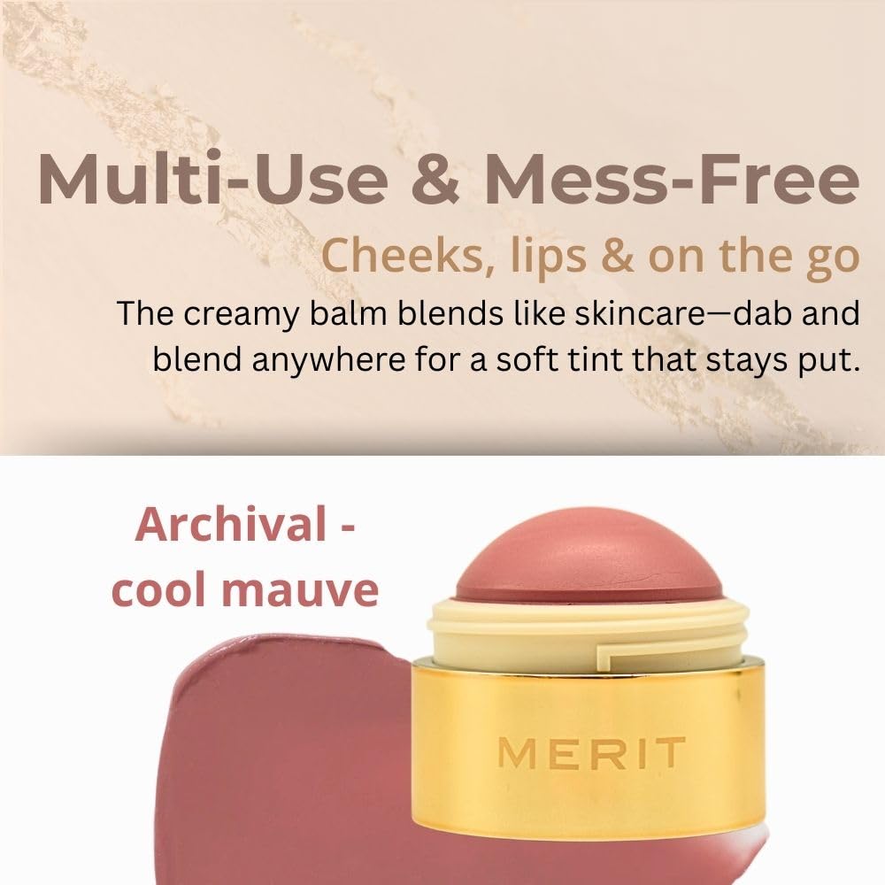 MERIT Flush Balm Cream Blush – Archival Cool Mauve | Hydrating Cheek & Lip Tint