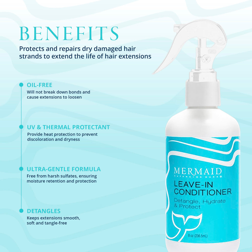 Mermaid Extension Care Leave-In Conditioner & Heat Protectant for Hair Extensions – 8 fl oz