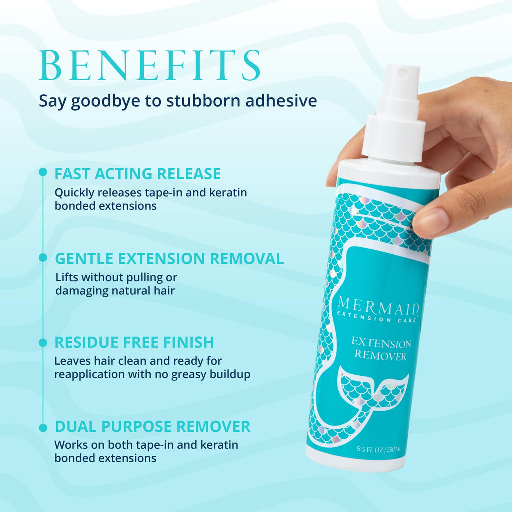 Mermaid Extension Care Extension Remover – Fast Acting, Residue-Free, Safe for Natural Hair (8 fl oz)