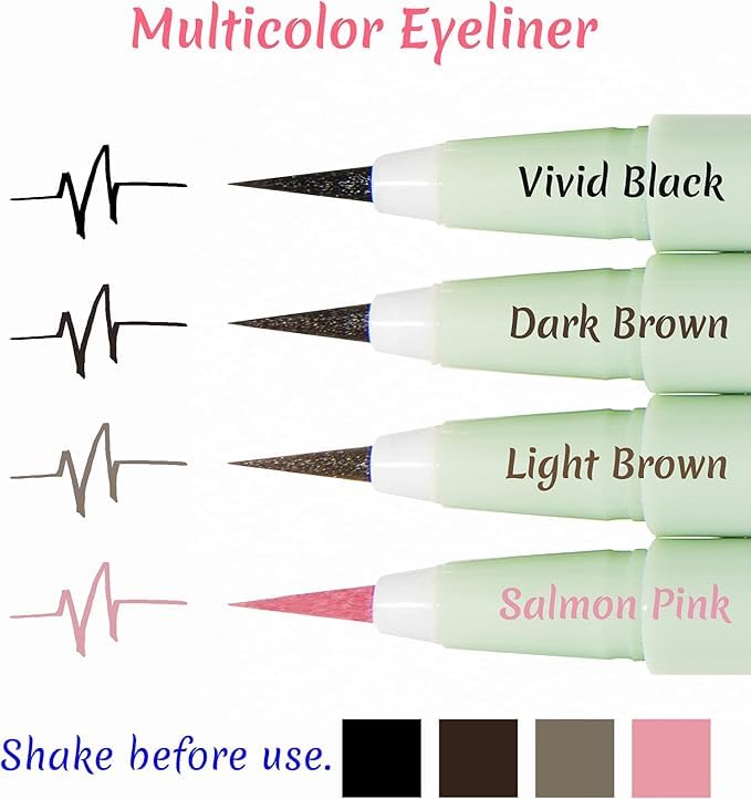 Merrymonde Super Twim Long Lasting Eyeliner – Vegan Ultra-Fine Felt Tip, Waterproof Multicolor (04 Salmon Pink)
