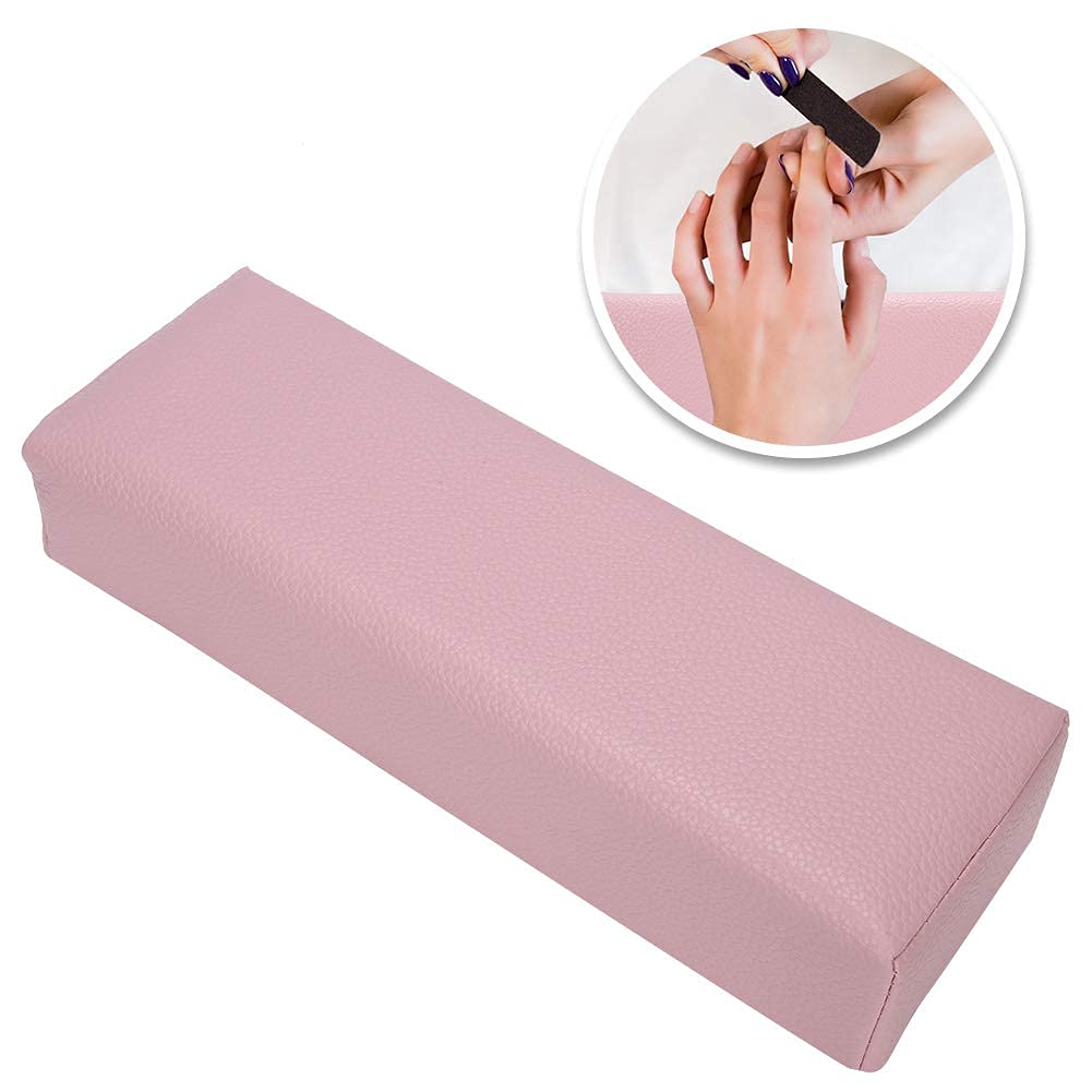 Merterfly Arm Rest for Nails – Pebbled Leather Nail Pillow (Pink)