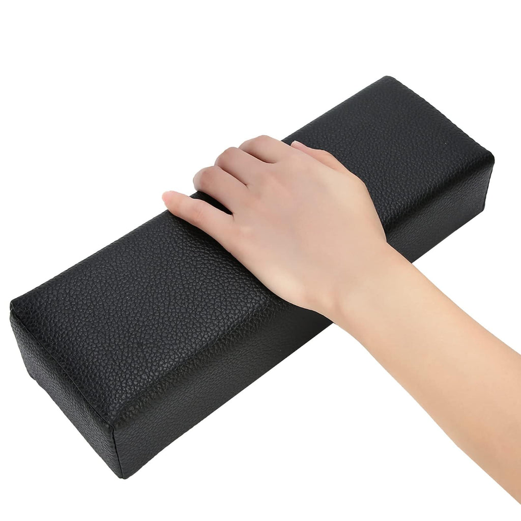 Merterfly Arm Rest for Nails – Pebbled PU Leather Hand Pillow (Black) for Nail Tech, Salon, or Home