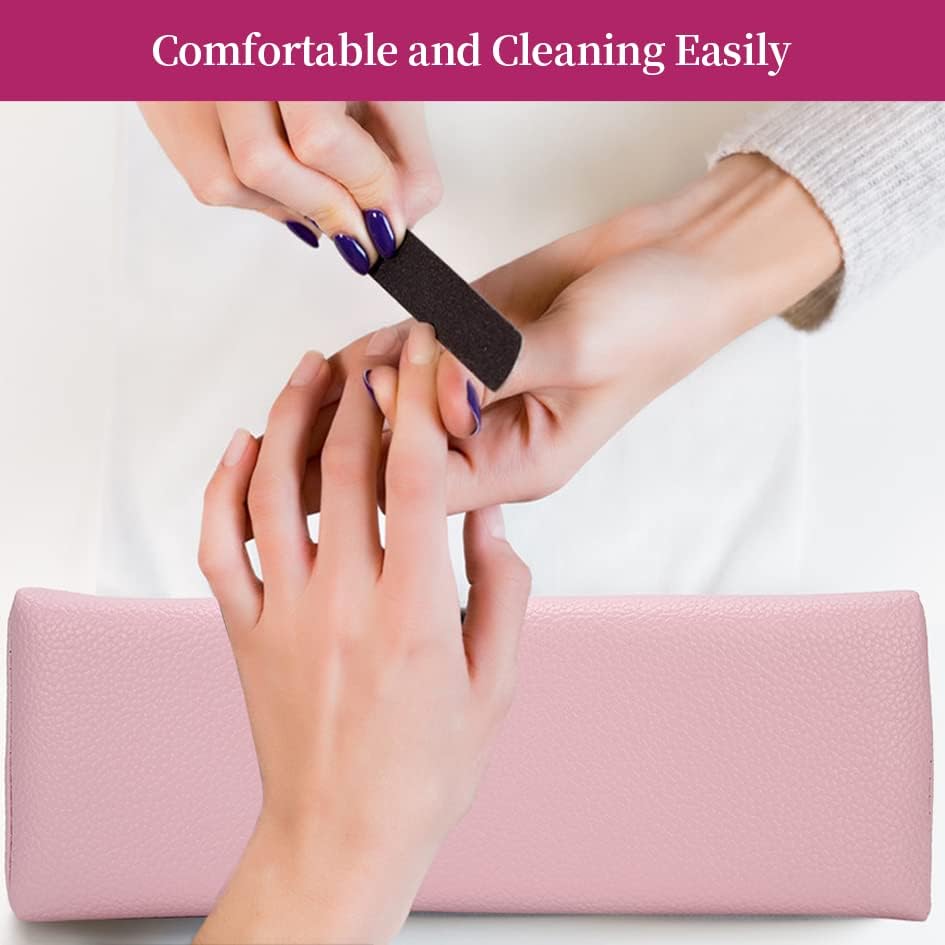 Merterfly Arm Rest for Nails – Pebbled Leather Nail Pillow (Pink)