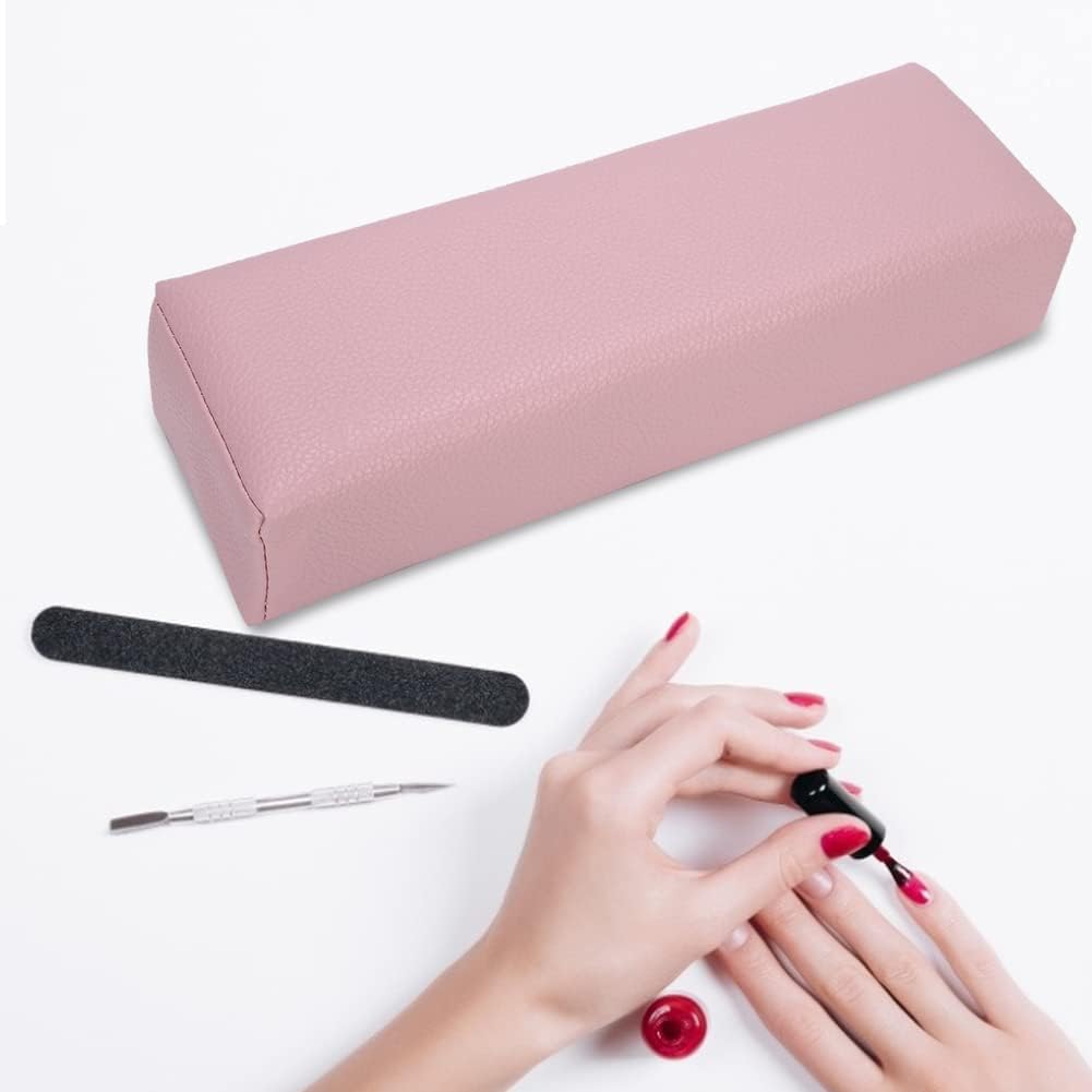 Merterfly Arm Rest for Nails – Pebbled Leather Nail Pillow (Pink)