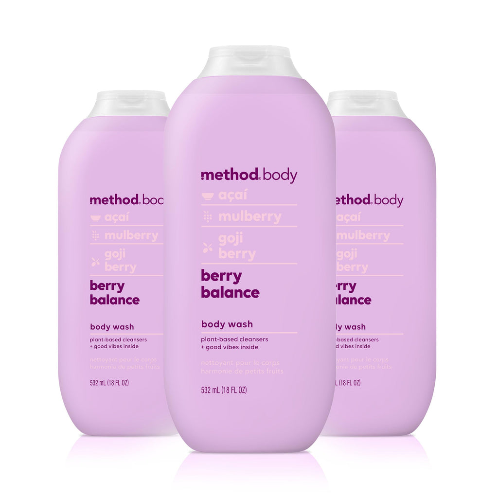 Method Berry Balance Body Wash — 3 x 18 oz, Plant-Based & Cruelty-Free
