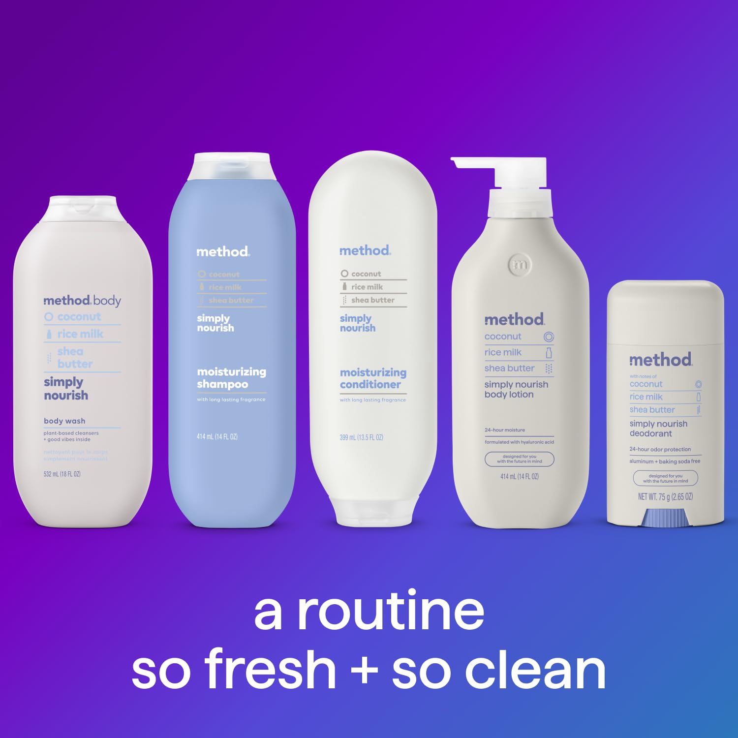 Method Body Lotion Simply Nourish – Coconut, Rice Milk + Shea Butter, 24H Moisture (14 oz)