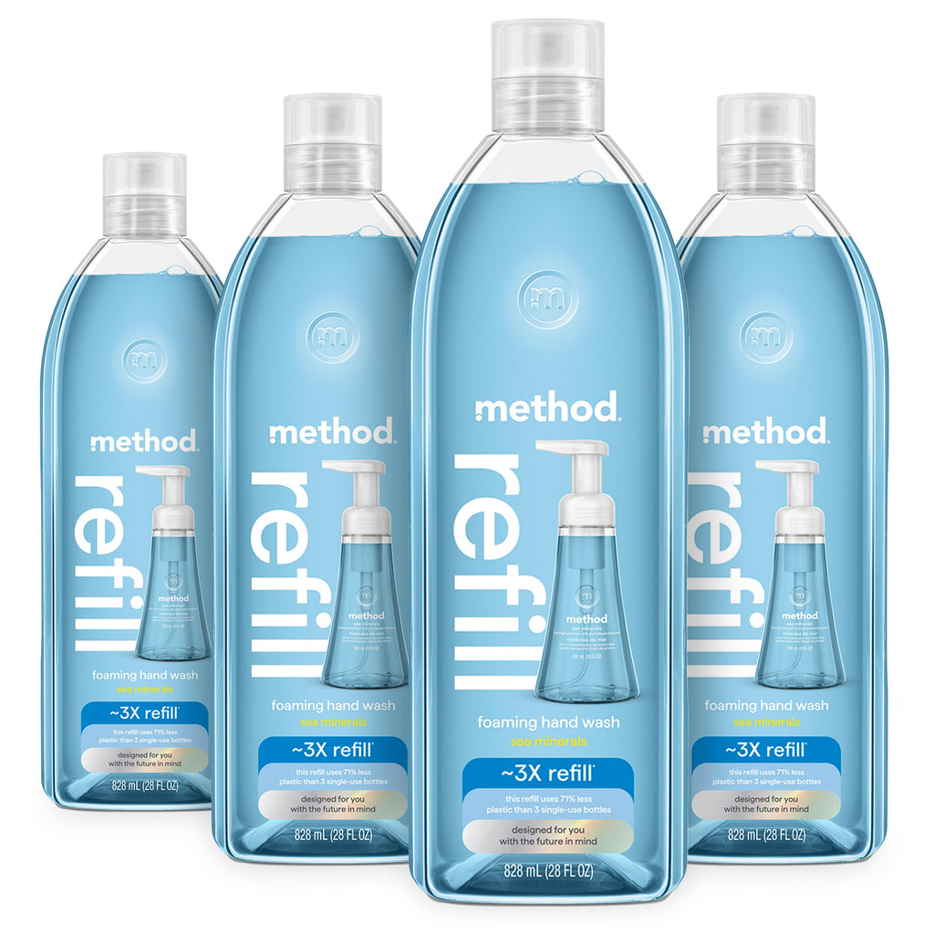 Method Foaming Hand Soap Refill Sea Minerals – 4 x 28oz, Recyclable Bottle