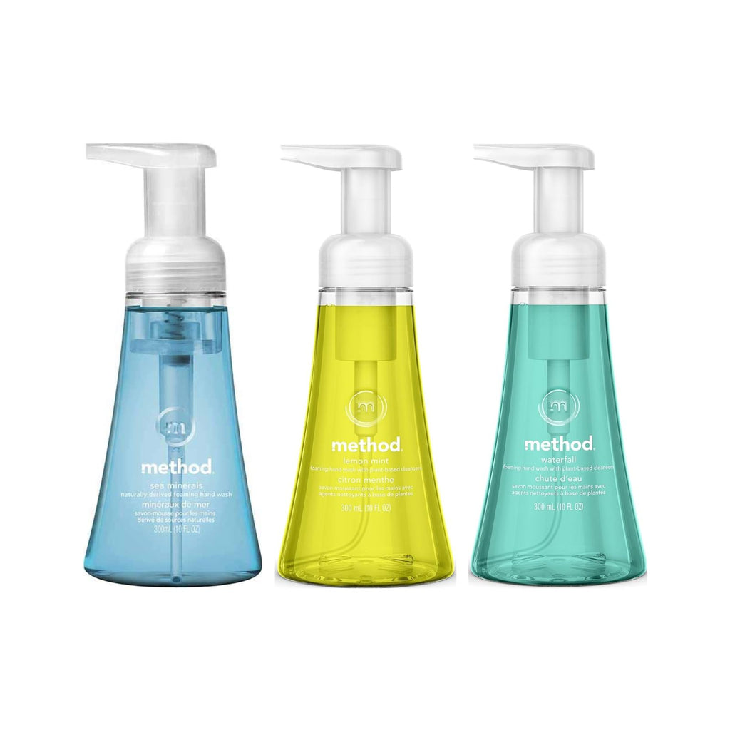 Method Hand Foaming Soap Trio – Sea Minerals, Waterfall & Lemon Mint, 10 oz Each (3-Pack)