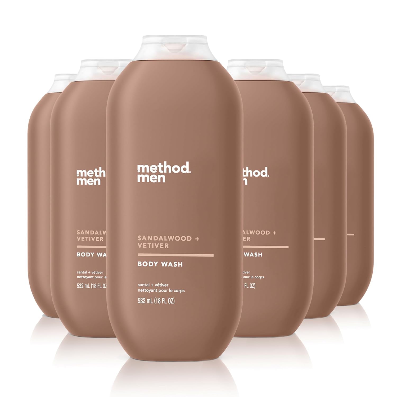 Method Men Body Wash – Sandalwood + Vetiver, Paraben & Phthalate Free, 18 fl oz (Pack of 6)