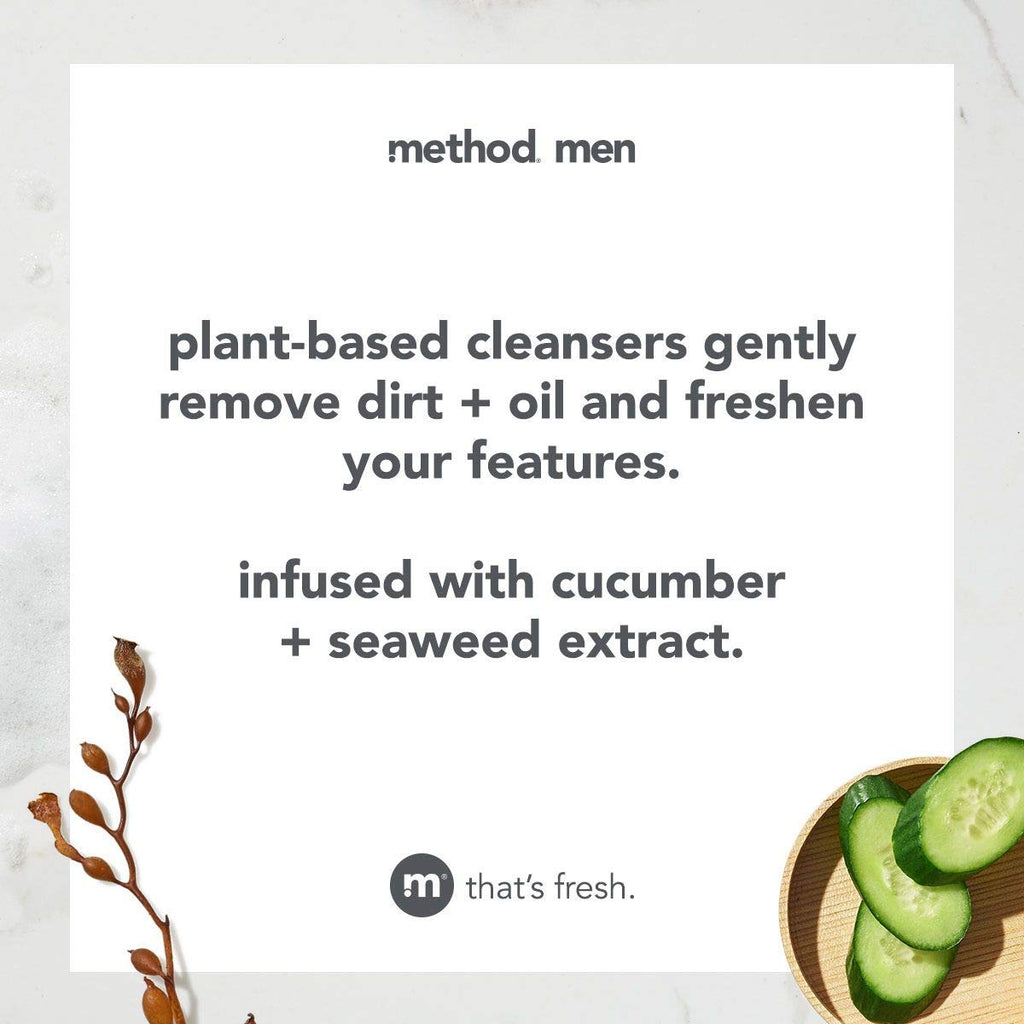 Method Men Face Wash Sea + Surf – 6 oz | Gentle, Plant-Based Cleanser
