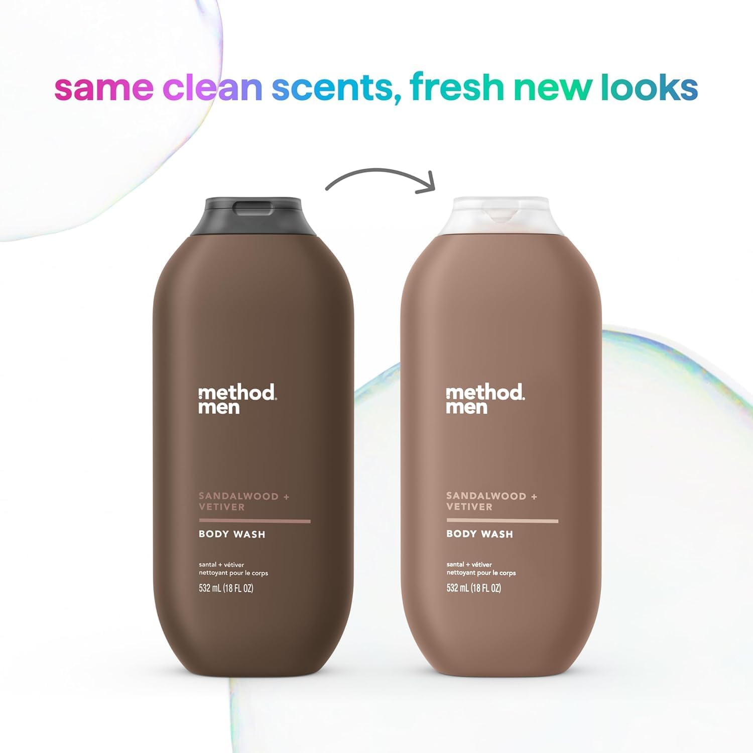 Method Men Sandalwood + Vetiver Body Wash, 3 x 18oz – Paraben & Phthalate Free