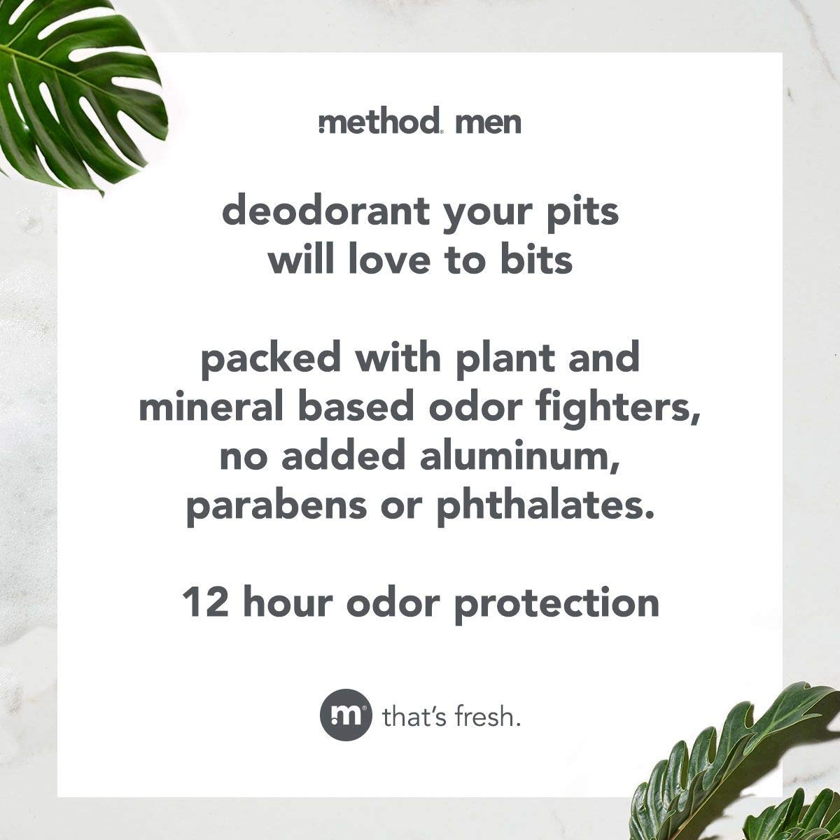 Method Mens Aluminum-Free Deodorant Cedar & Cypress – 2.65 oz Sticks (6-Pack)