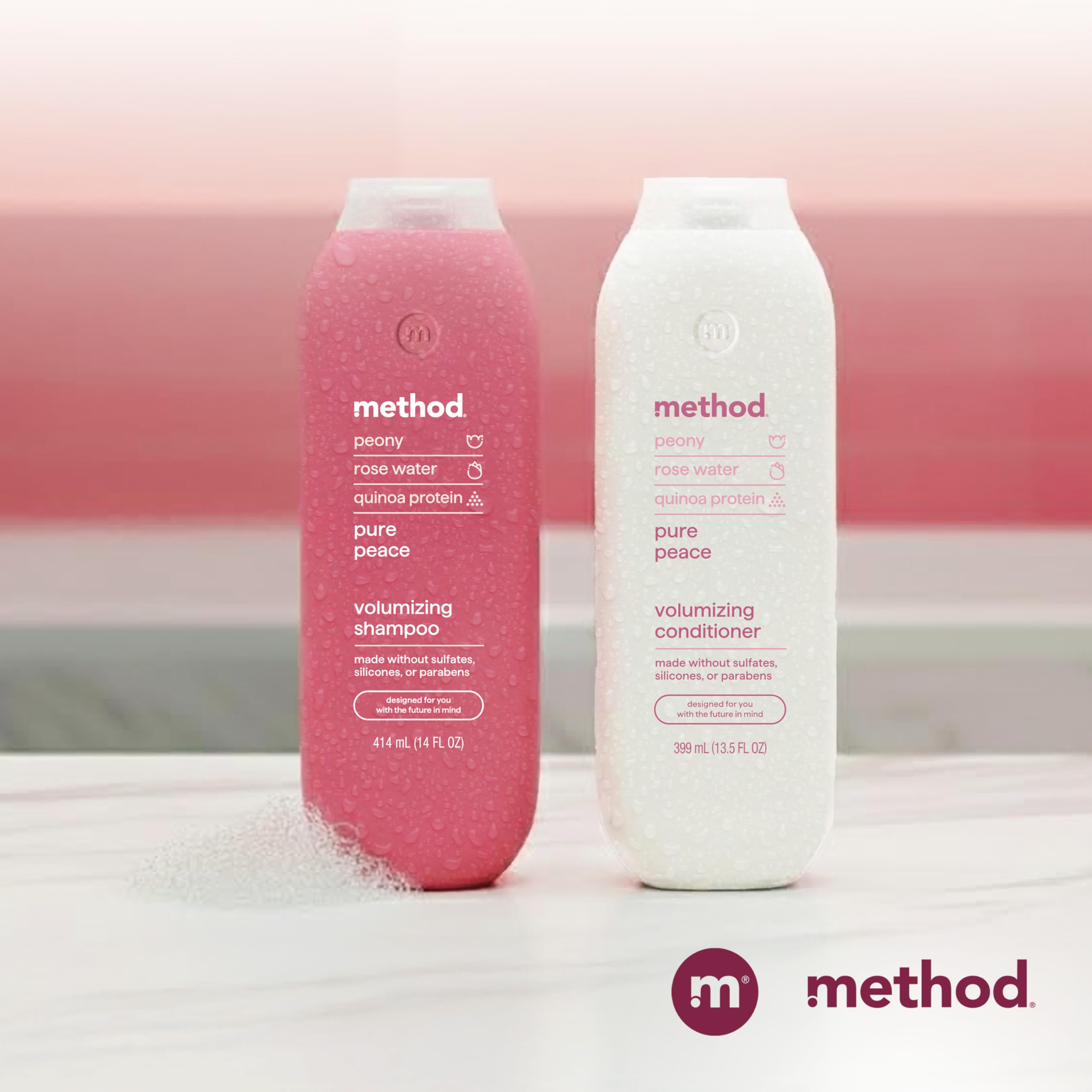 Method Pure Peace Volumizing Shampoo – Thicker, Fuller Hair, Sulfate-Free & Color Safe (14 oz x3)