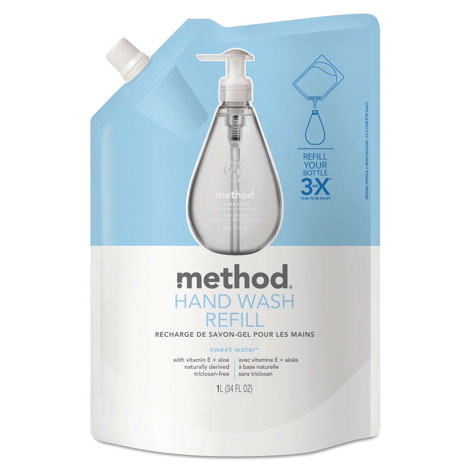 Method Gel Hand Wash Refill Sweet Water 34 oz Pouch | Eco-Friendly & Biodegradable