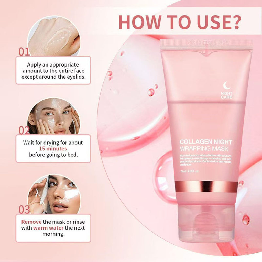 Metiplou Hydrating Mask – Collagen Night Wrapping Peel-Off Facial Mask for Hydration, Brightening & Firmer-Looking Skin | Korean Skincare