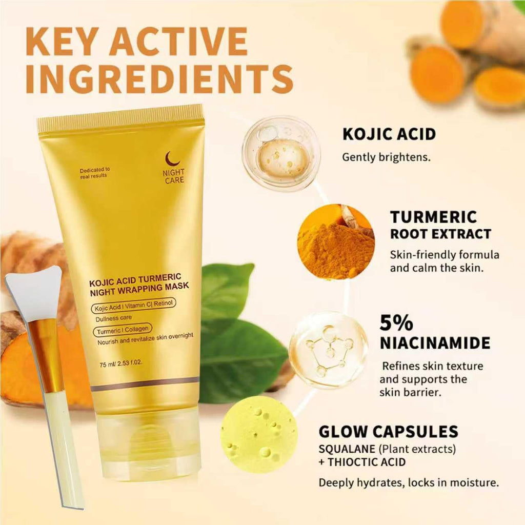 Metiplou Kojic Acid Turmeric Night Wrapping Hydration Mask – Brightens & Hydrates