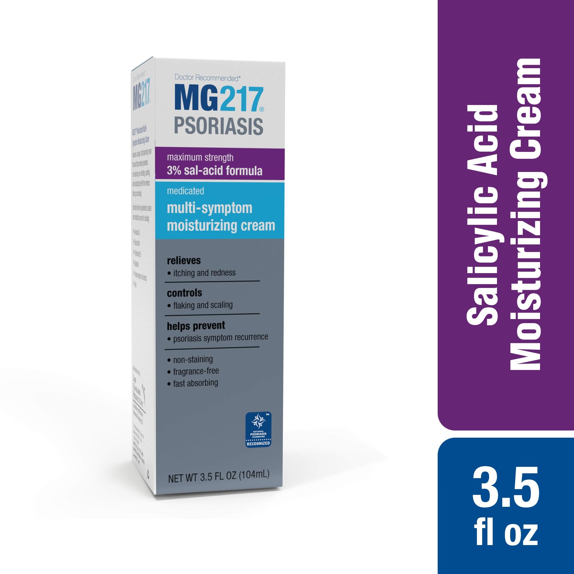 MG217 Medicated Psoriasis Cream with 3% Salicylic Acid – Fragrance Free, 3.5 oz