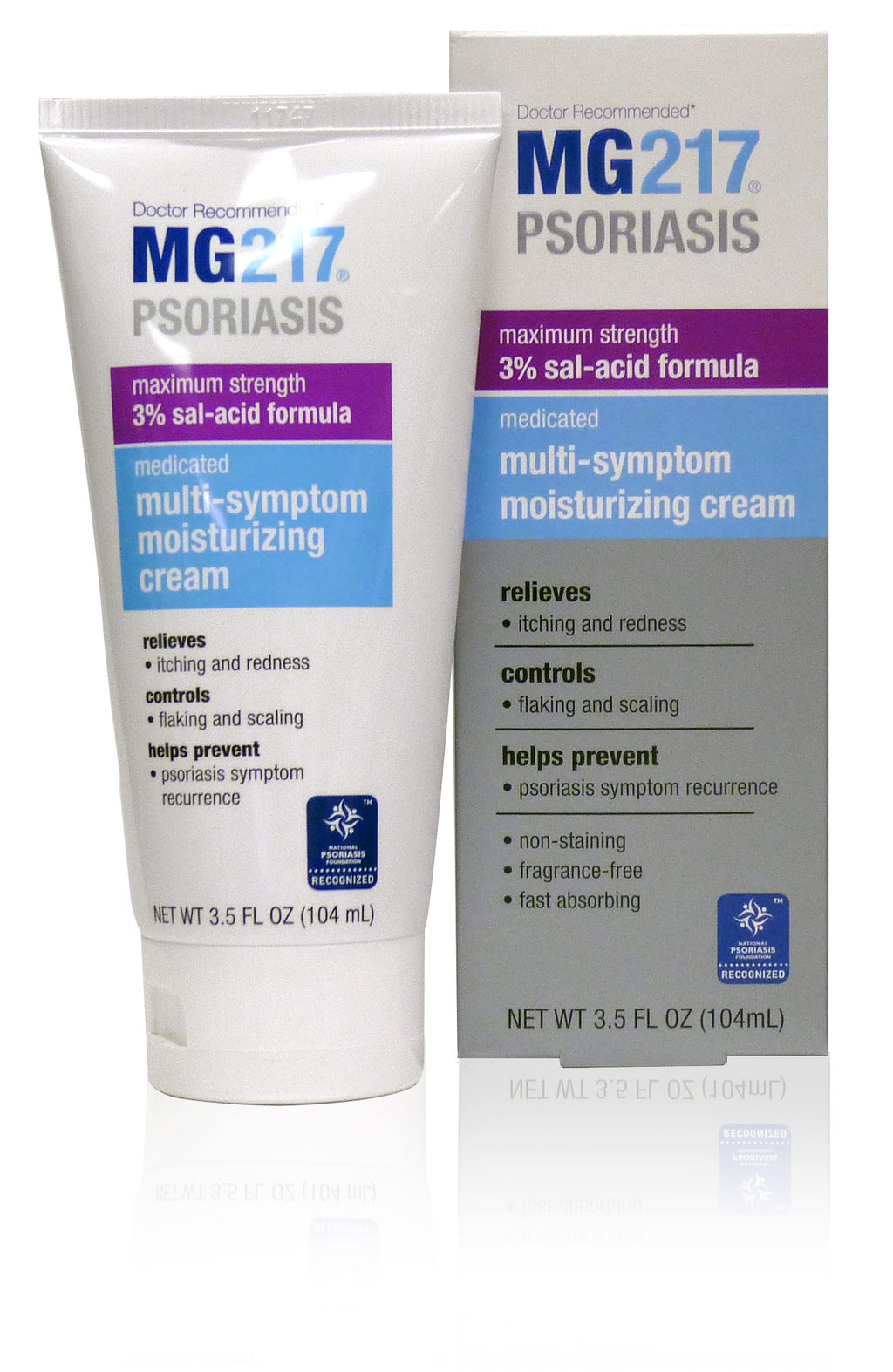 MG217 Medicated Psoriasis Cream with 3% Salicylic Acid – Fragrance Free, 3.5 oz
