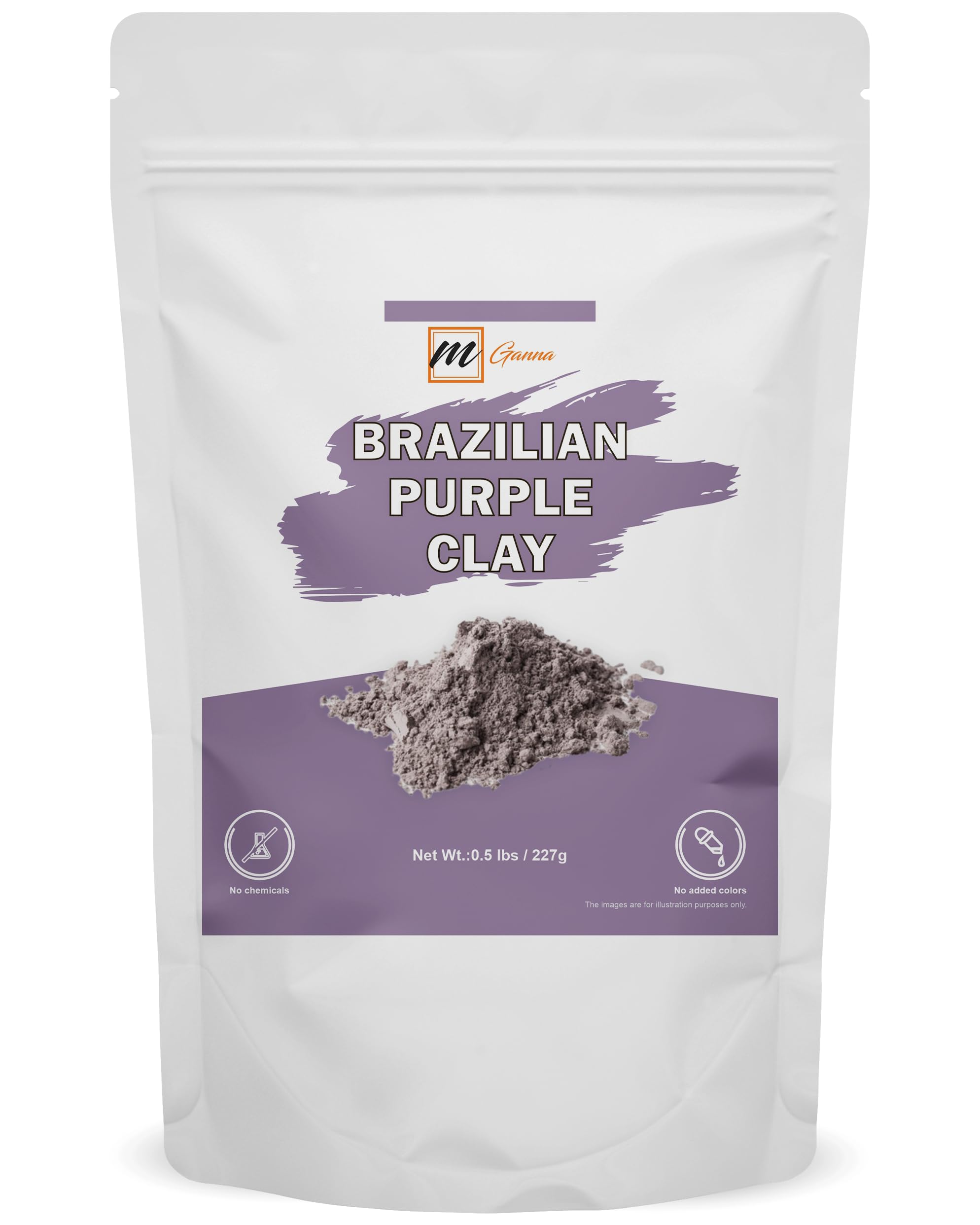 mGanna 100% Natural Brazilian Purple Clay Powder for Face Masks, Creams & Soaps – 0.5 lb (227 g)