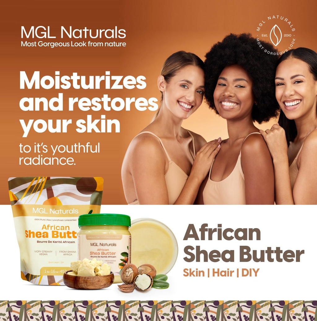 MGL Naturals Raw African Shea Butter Ivory – 5 lb, 100% Pure & Unrefined from Ghana