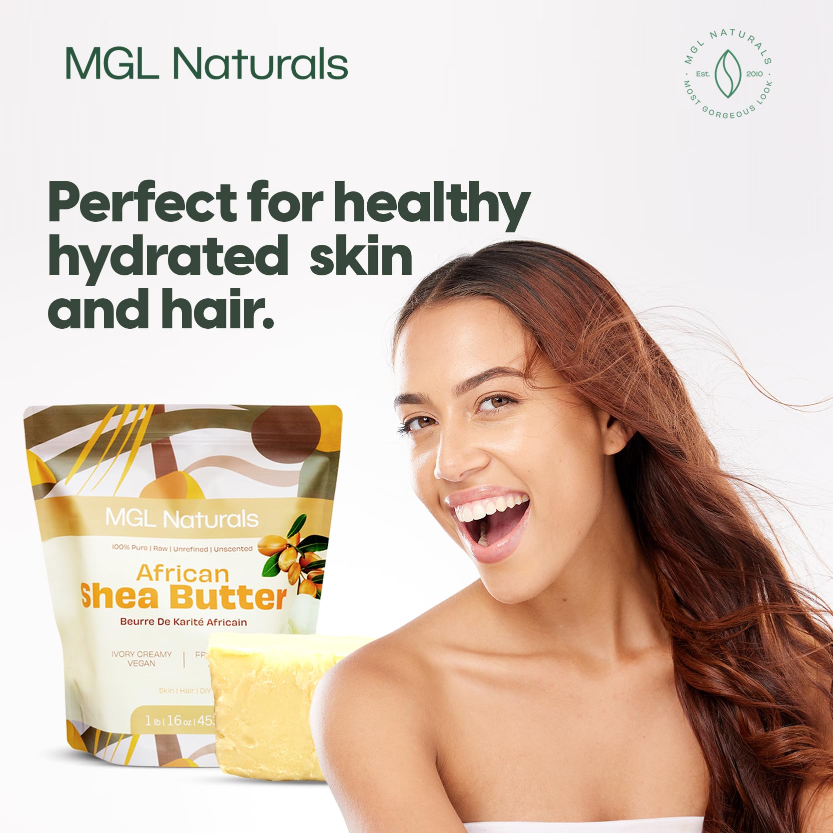 MGL Naturals Raw African Shea Butter Ivory 1 lb 100% Pure and Unrefined
