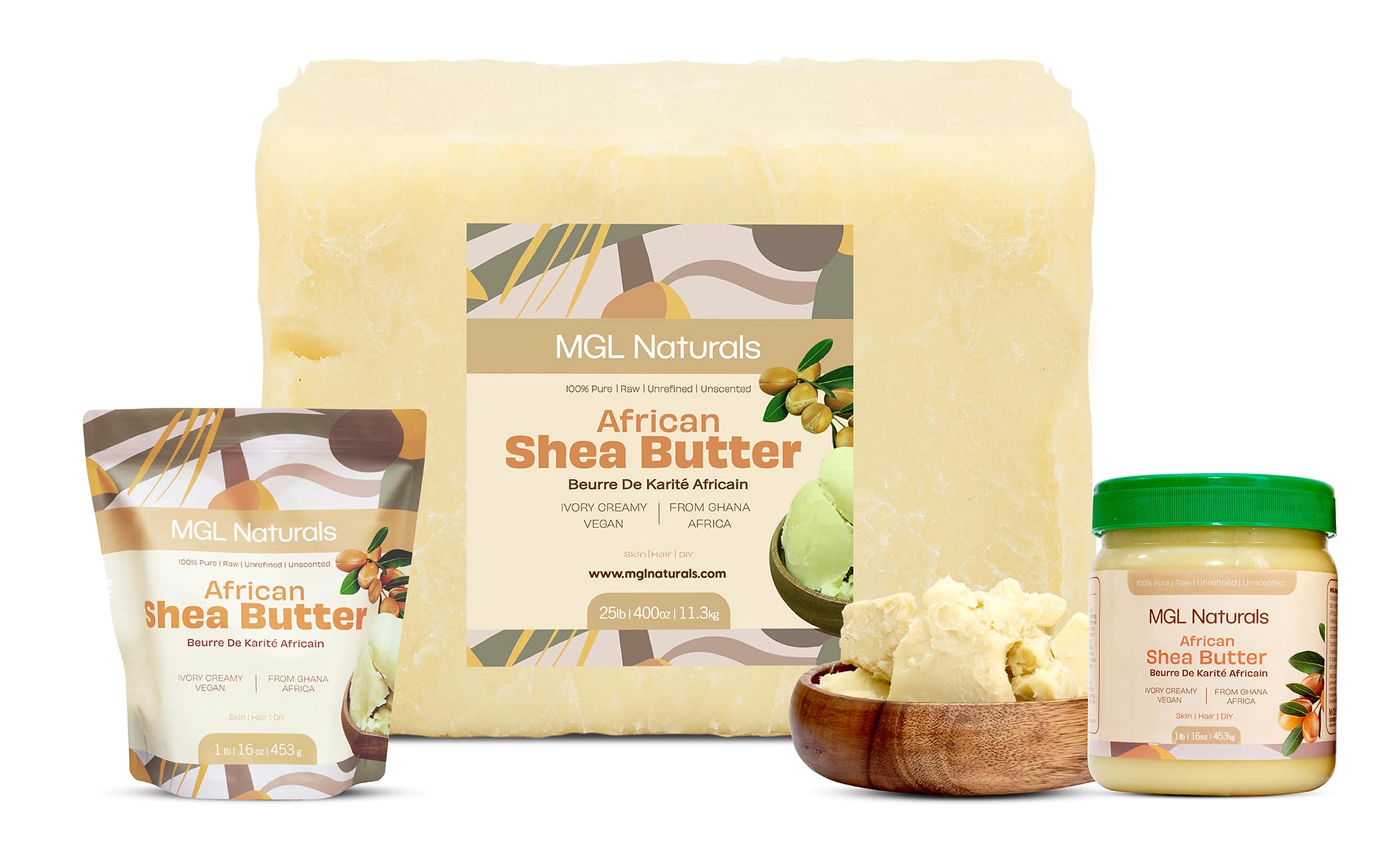 MGL Naturals Raw African Shea Butter Ivory 1 lb 100% Pure and Unrefined