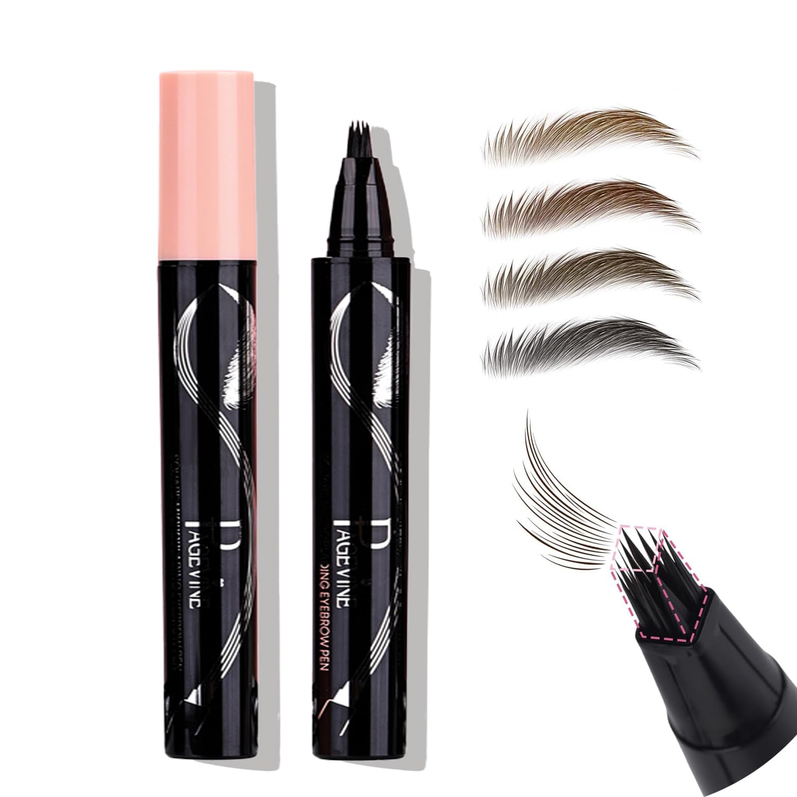 Mgviiiva Eyebrow Pen - 3D Hair-Like Strokes, Waterproof, 24H Hold, Angled Brush | Easy to Use #03
