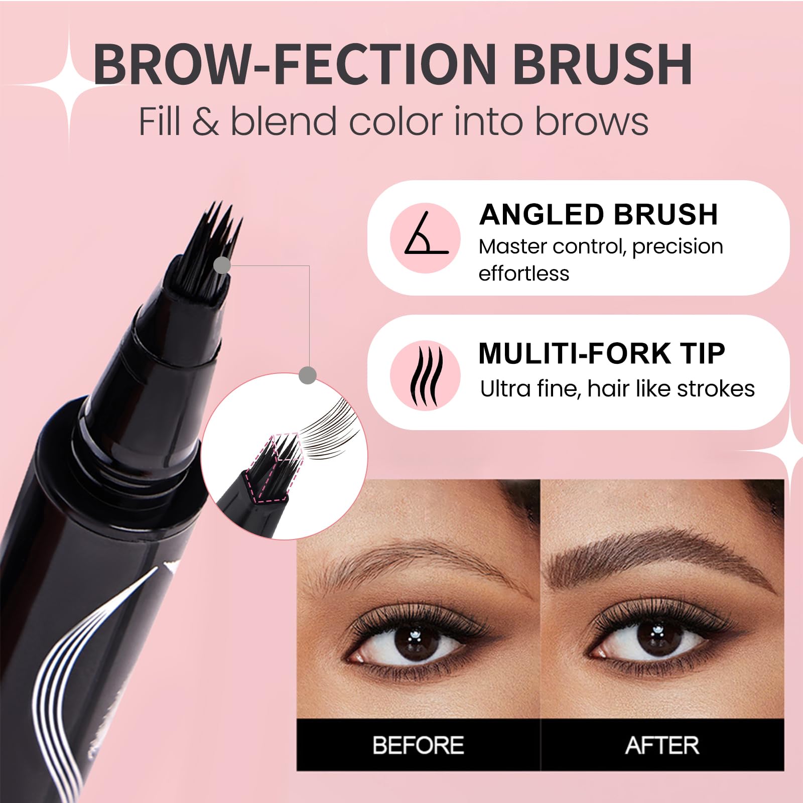 Mgviiiva Eyebrow Pen – 3D Hair-Like Strokes, Waterproof, 24H Hold (#02)