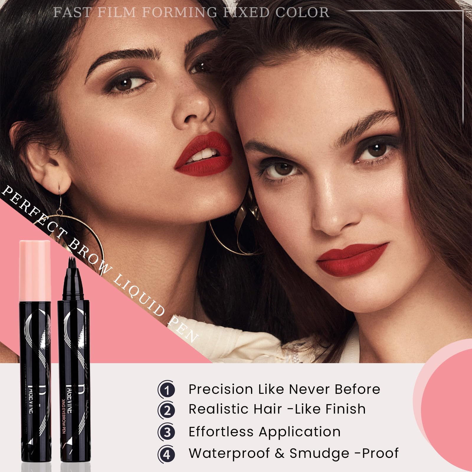 Mgviiiva Eyebrow Pen - 3D Hair-Like Strokes, Waterproof, 24H Hold, Angled Brush | Easy to Use #03
