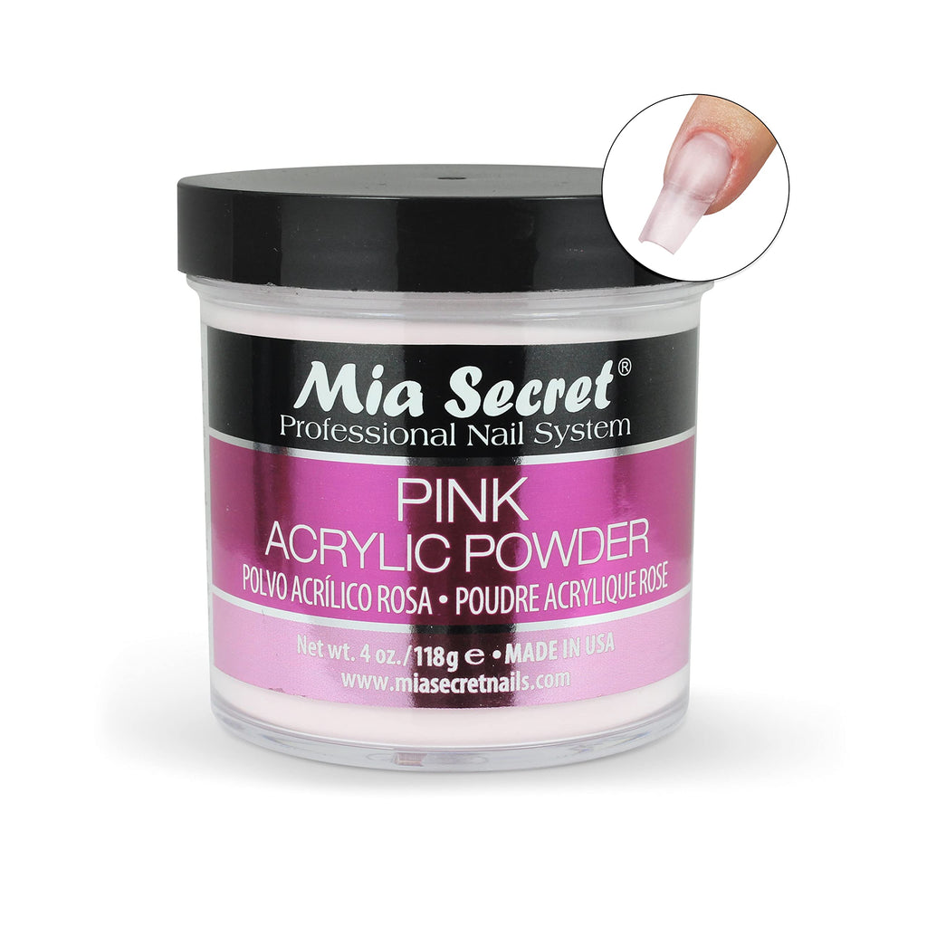 Mia Secret Pink Acrylic Powder 4 oz – Self-Leveling, Non-Yellowing & Long-Lasting