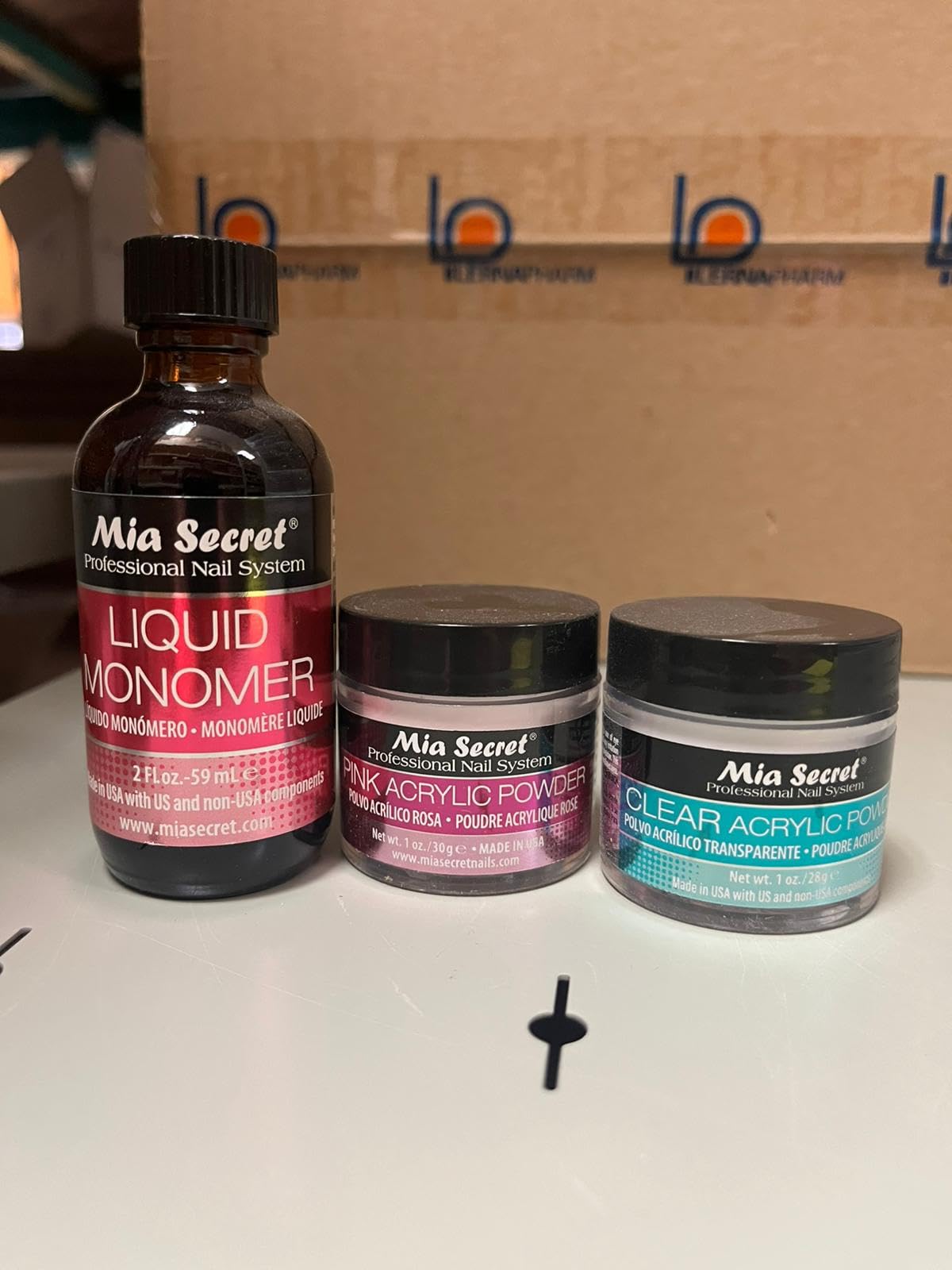 Mia Secret 2oz Liquid Monomer + 1oz Clear + 1oz Pink Acrylic Powder – Nail Art Set by Mia