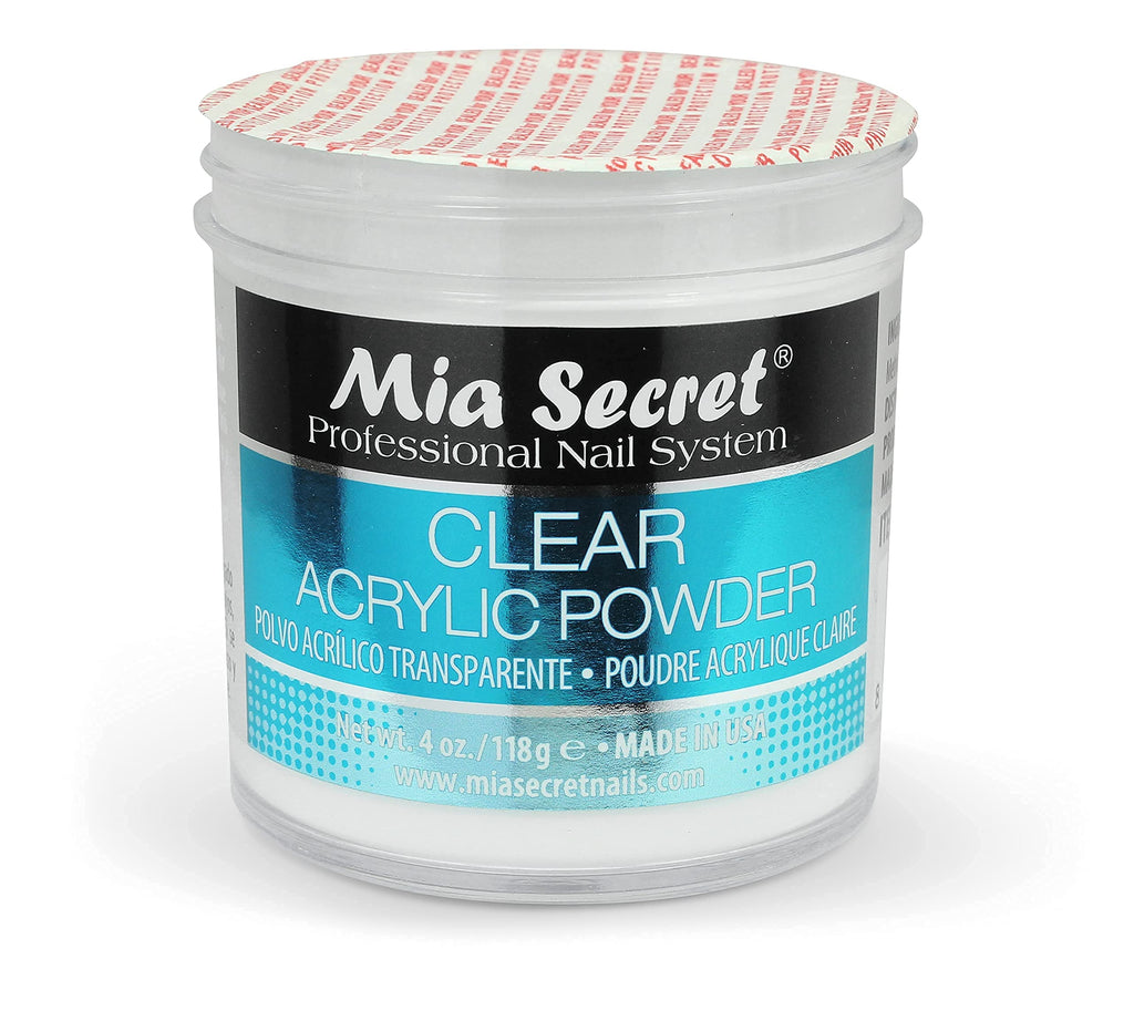 Mia Secret Clear Acrylic Powder 4oz – Self-Leveling, Non-Yellowing Formula for Superior Adhesion