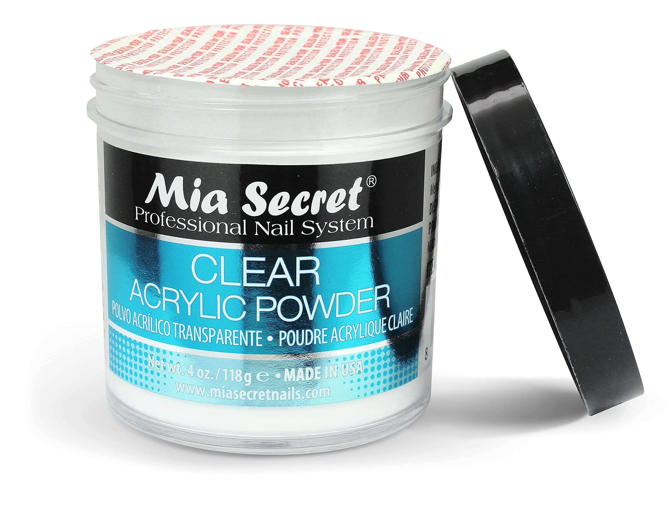Mia Secret Clear Acrylic Powder 4oz – Self-Leveling, Non-Yellowing Formula for Superior Adhesion
