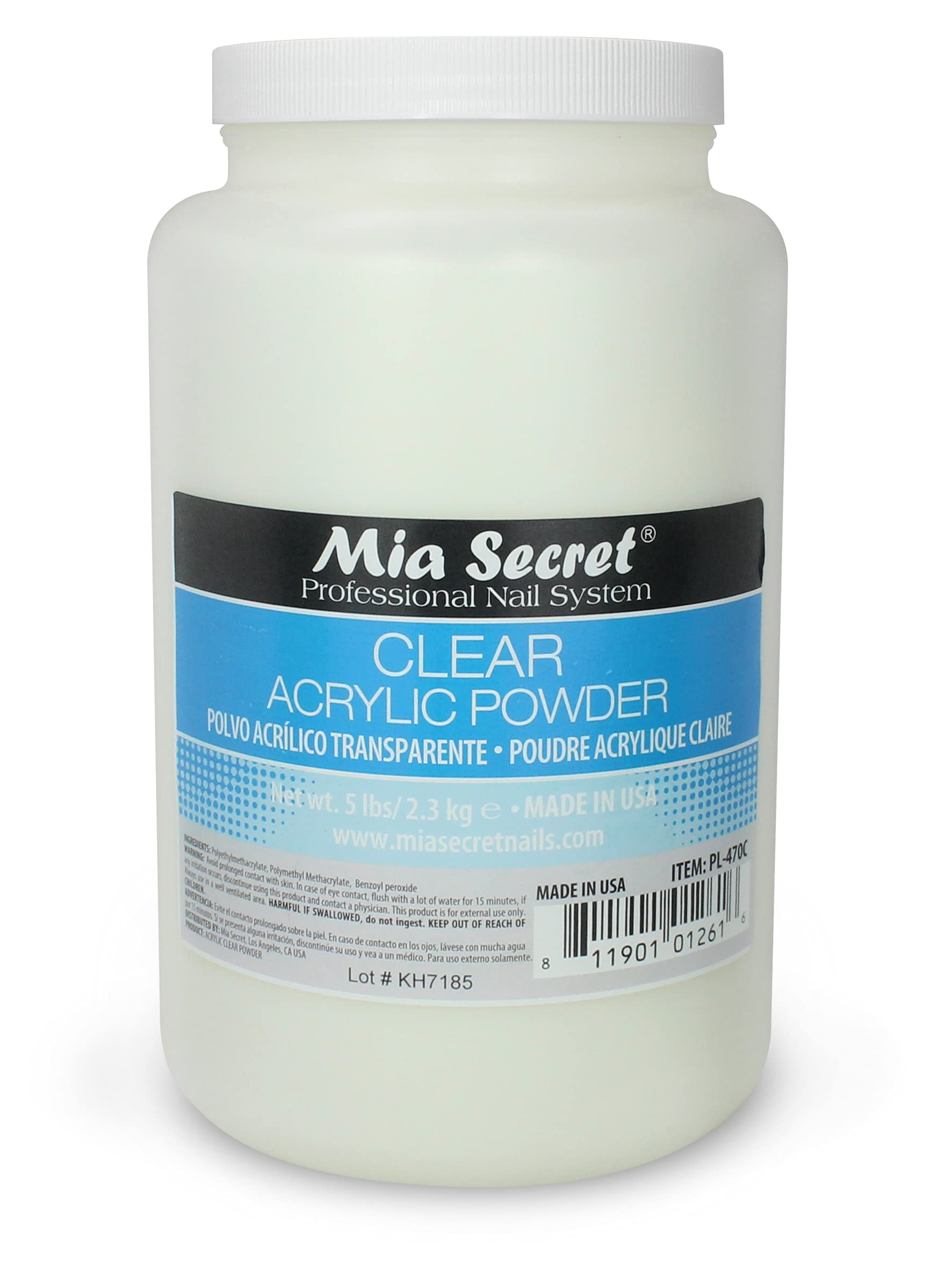 Mia Secret Clear Acrylic Powder (5 Lbs) – True-Clear, Self-Leveling, Non-Yellowing Formula
