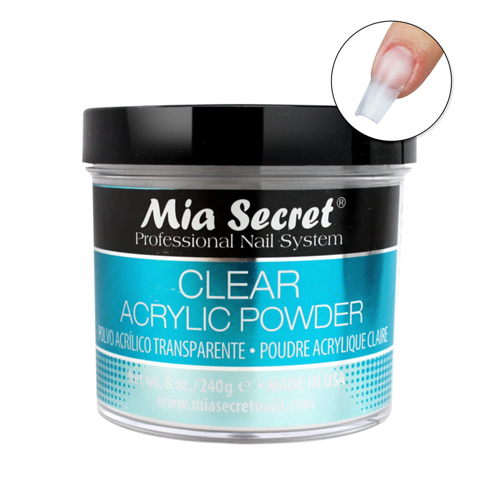 Mia Secret Clear Acrylic Powder (8oz) – True Clear, Self-Leveling, Easy Removal