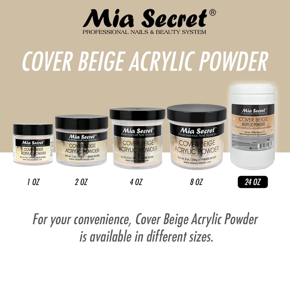Mia Secret Cover Beige Acrylic Powder - 1.5 Lbs | Long-Lasting Nail Color & Build
