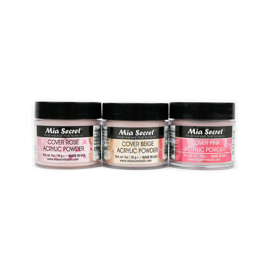 Mia Secret Cover Acrylic Powder 3 Piece Set – Pink, Beige & Rose, 1 oz