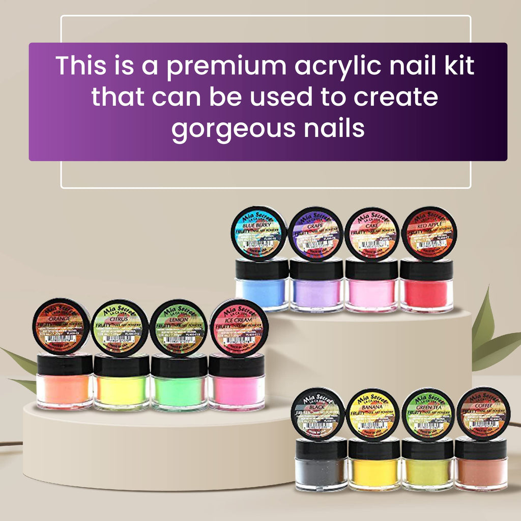 Mia Secret Fruity Collection: 12-Piece Nail Acrylic Powder Set