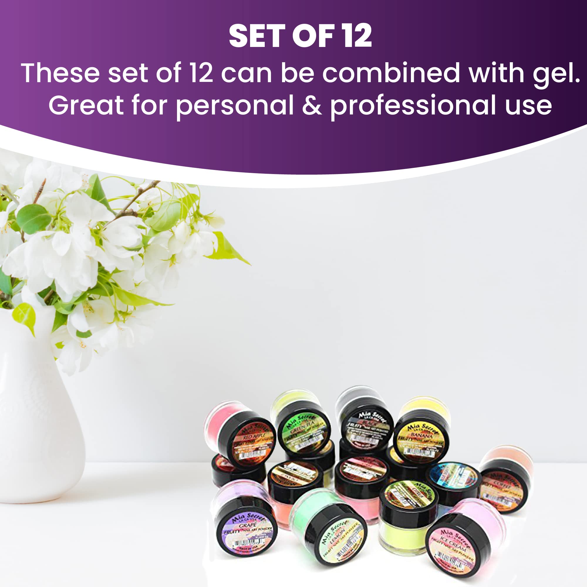 Mia Secret Fruity Collection: 12-Piece Nail Acrylic Powder Set