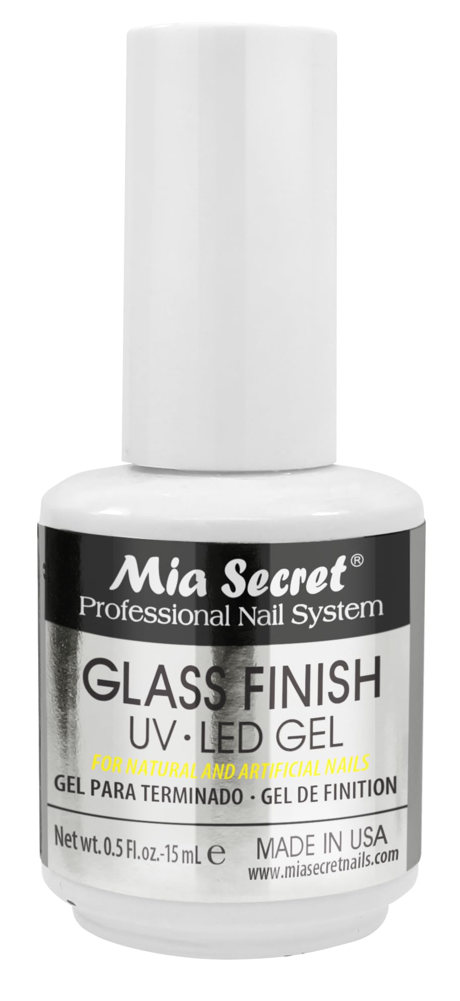 Mia Secret Glass Finish UV-LED Gel – Clear, 0.5 fl oz (15 mL)