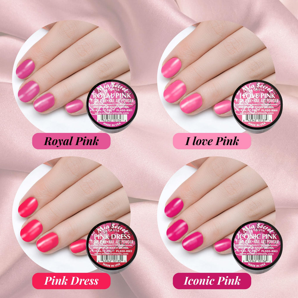 Mia Secret I Love Pink 6-Piece Colored Acrylic Nail Powder Collection | 6PC