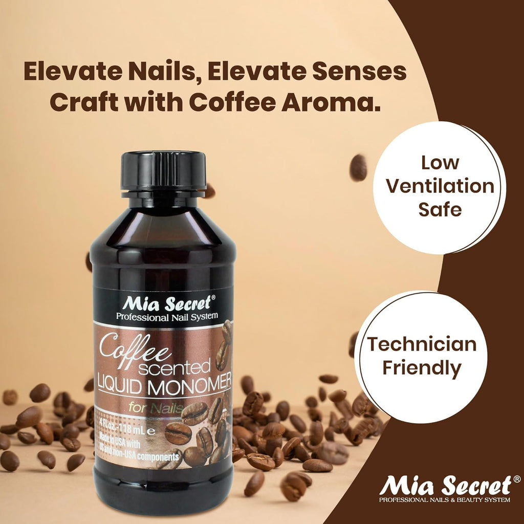Mia Secret Coffee Scented Liquid Monomer (8 oz) – EMA Monomer for Acrylic Nails – Made in USA
