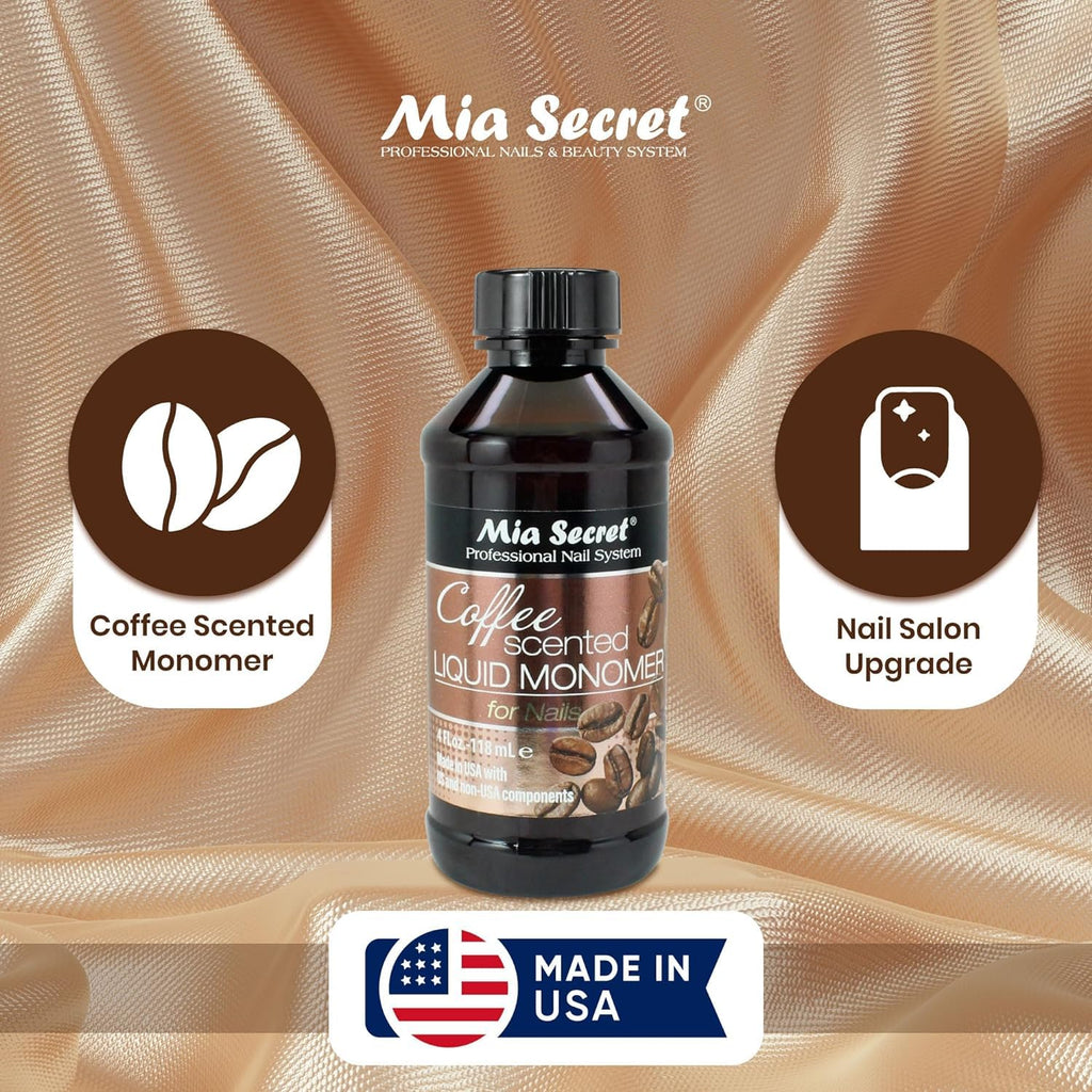 Mia Secret Coffee Scented Liquid Monomer (8 oz) – EMA Monomer for Acrylic Nails – Made in USA