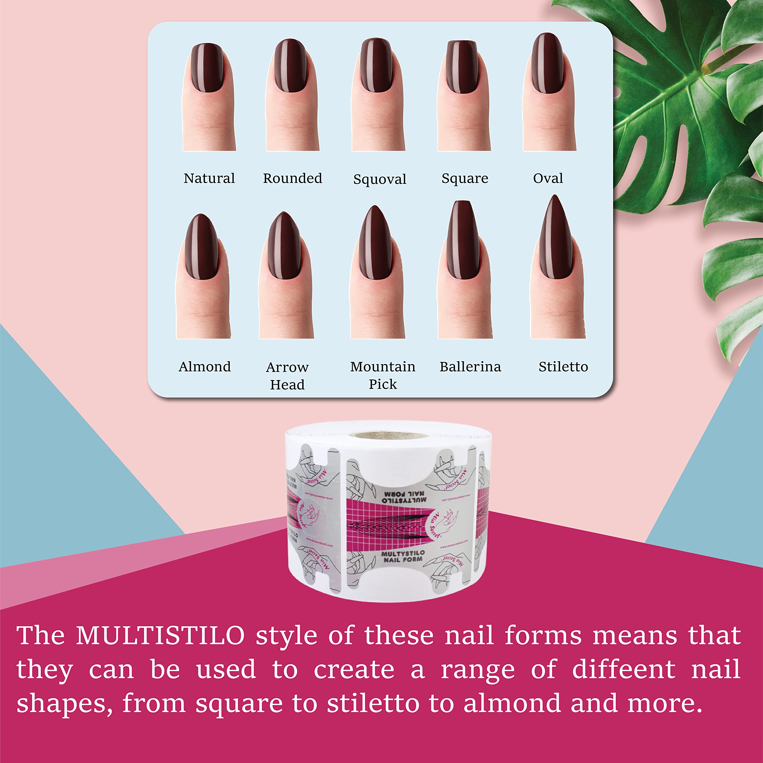 Mia Secret Multistilo Nail Forms 500 PCS – Gel, Acrylic & Builder Extensions with Guide Marks