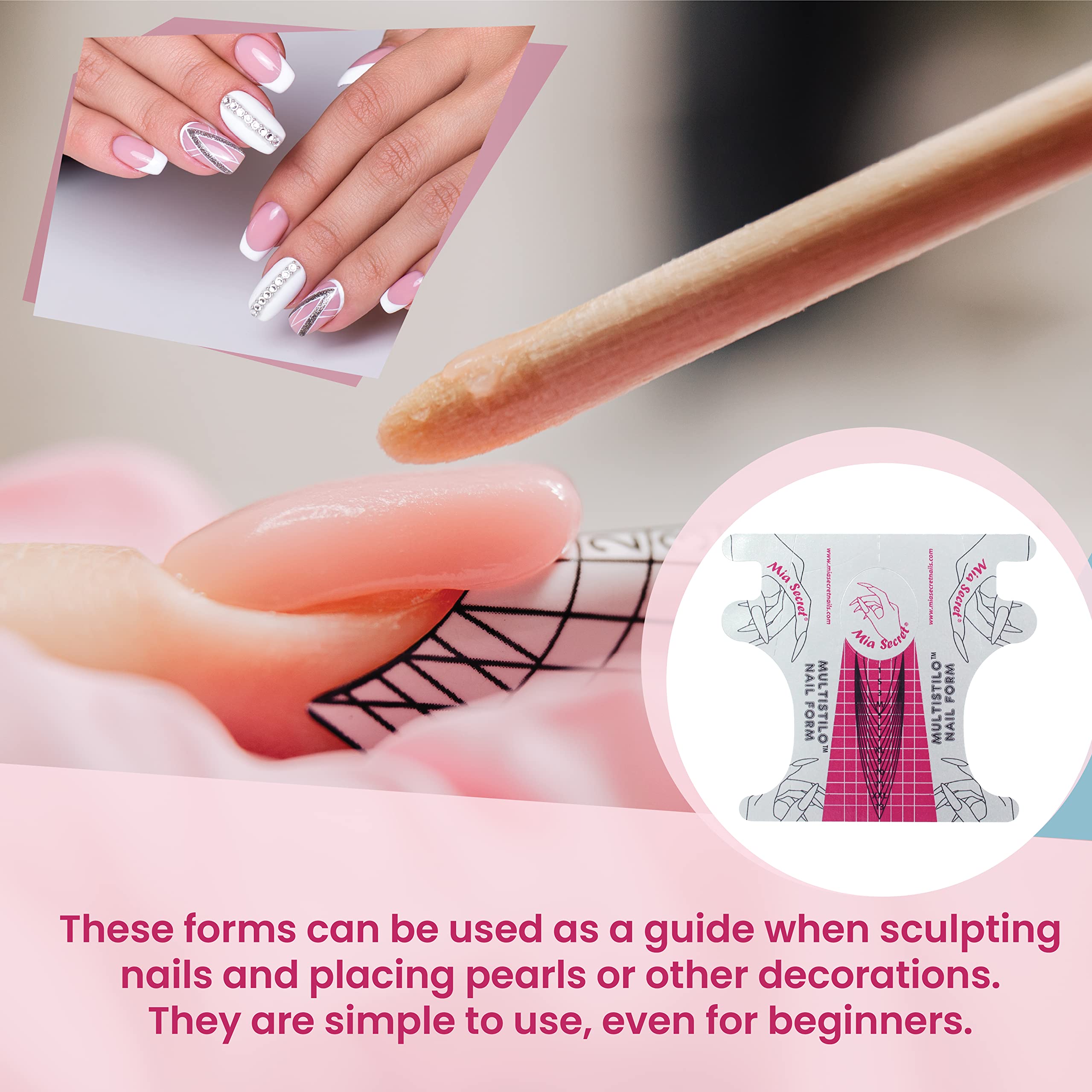 Mia Secret Multistilo Nail Forms 500 PCS – Gel, Acrylic & Builder Extensions with Guide Marks