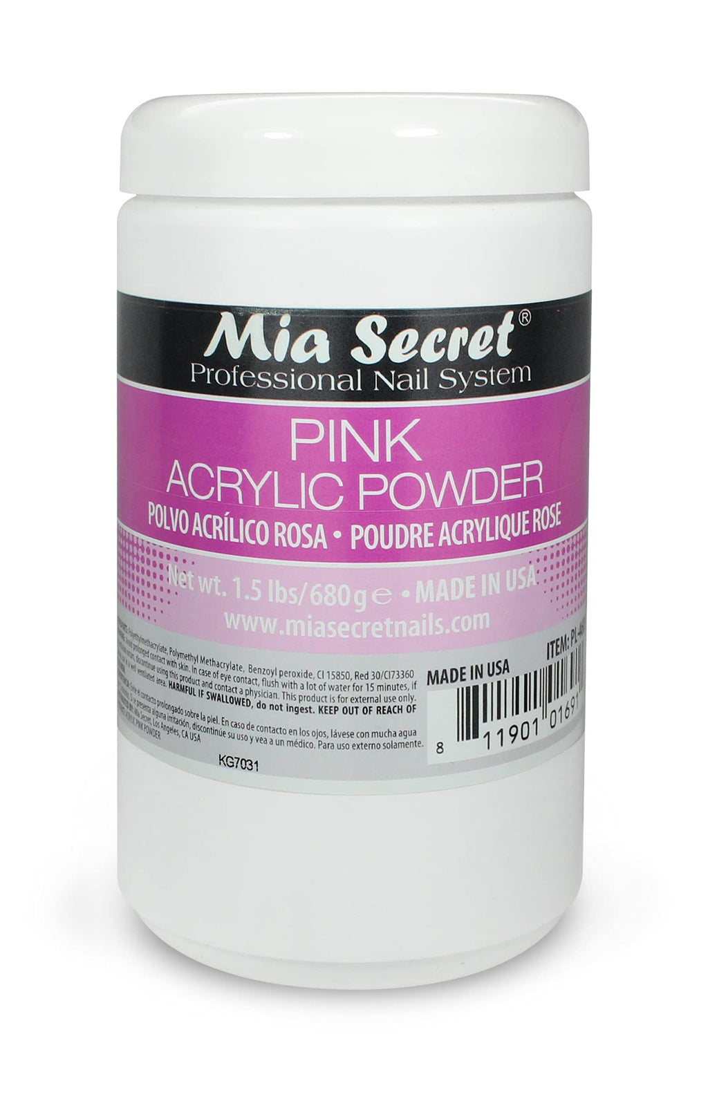 Mia Secret Pink Acrylic Powder 1.5 lbs – Self-Leveling, Long-Lasting, Made in USA
