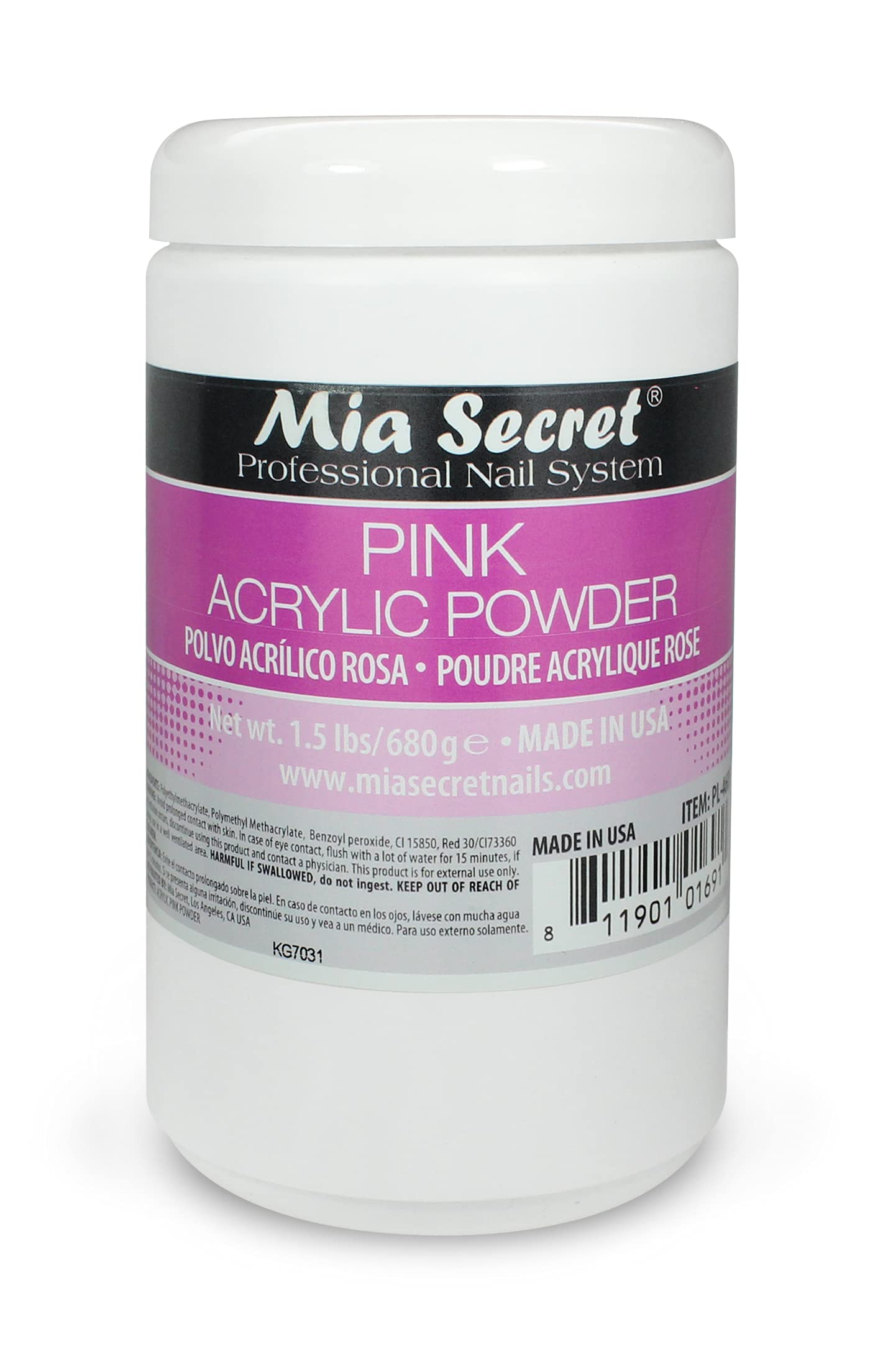 Mia Secret Pink Acrylic Powder 1.5 lbs – Self-Leveling, Long-Lasting, Made in USA