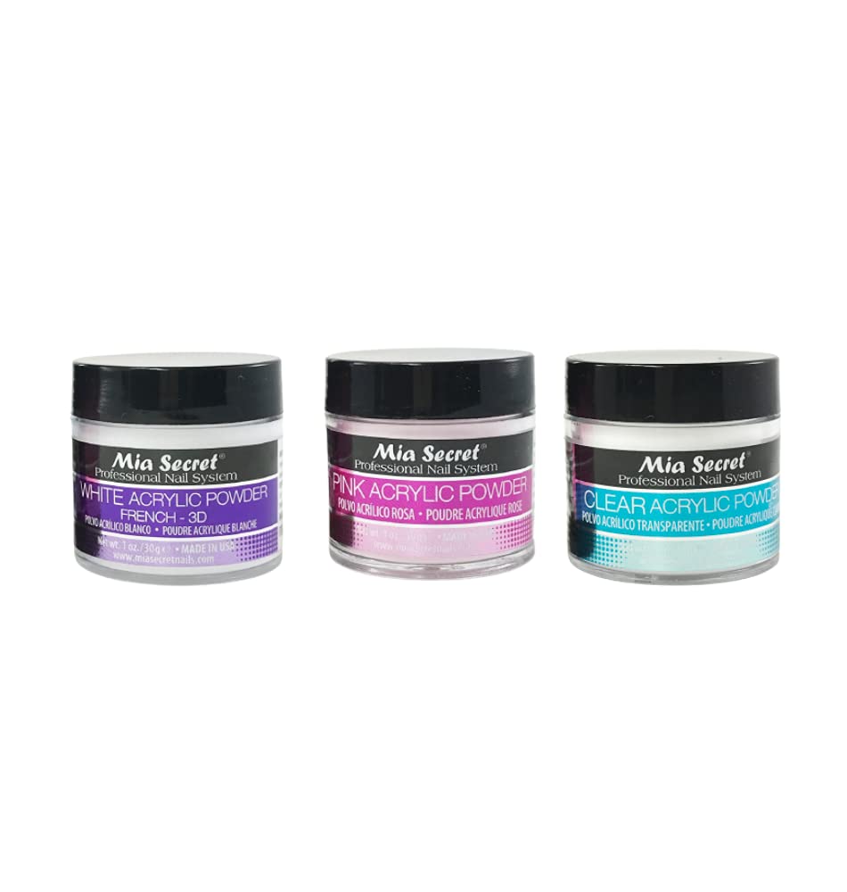 Mia Secret Acrylic Powder 1 oz x 3 (White, Pink, Clear) – Professional Nail System