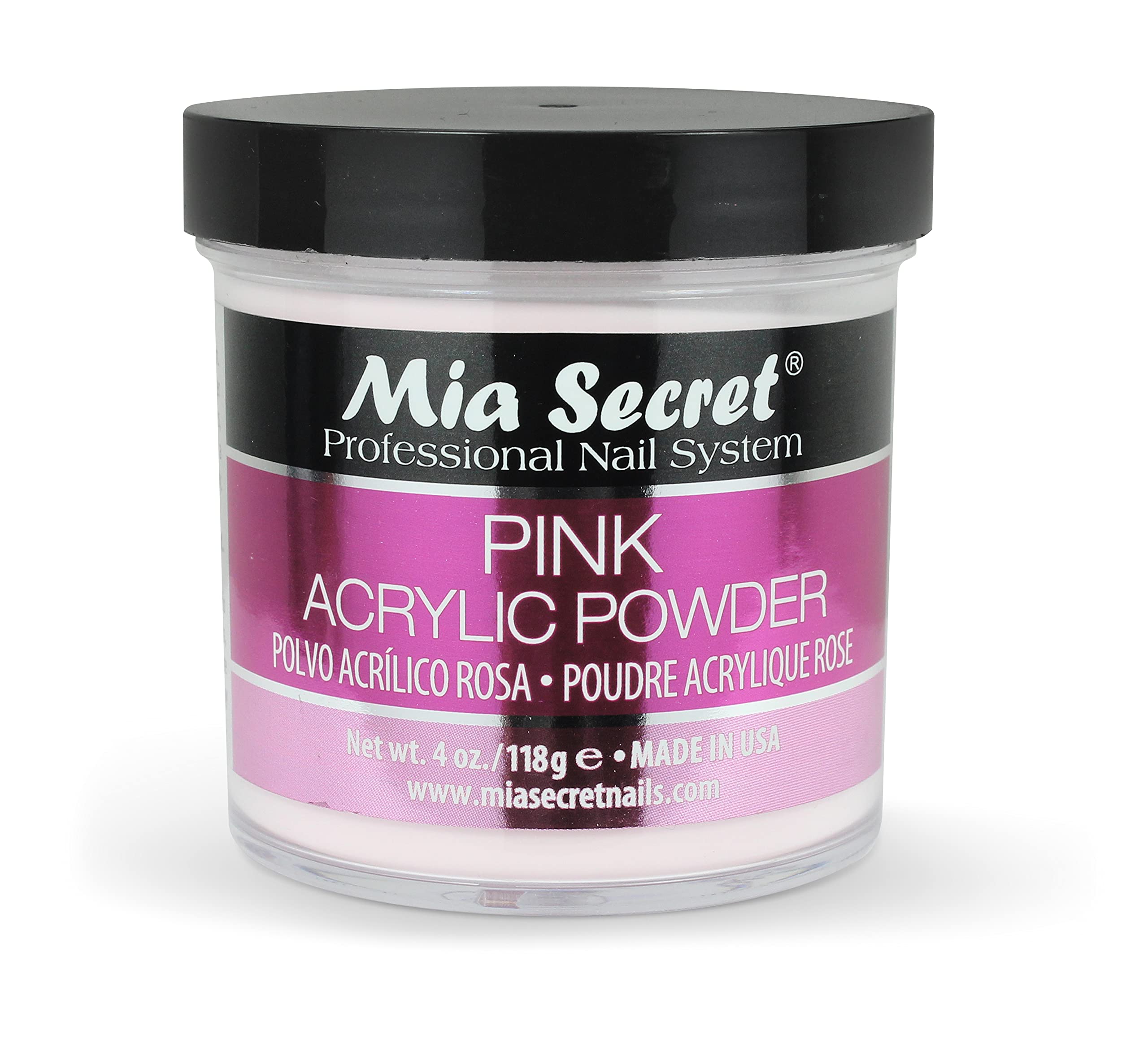 Mia Secret Pink Acrylic Powder 4 oz – Self-Leveling, Non-Yellowing & Long-Lasting